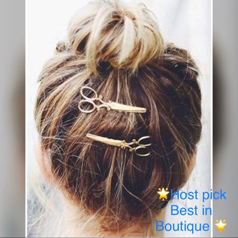Gold Vintage Scissors Hair Clips (2)